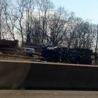 <p>An overturned tractor-trailer on I-95 northbound in Fairfield is causing delays Thursday morning.</p>
