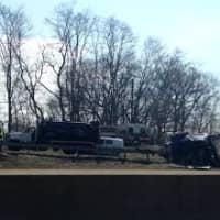 <p>An overturned tractor-trailer on I-95 northbound in Fairfield is causing delays Thursday morning.</p>