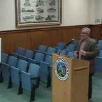 <p>Scarsdale architect Leonard Brandes explaining his proposal for a Subway restaurant to the Tuckahoe Zoning Board.</p>
