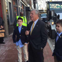 <p>Mayor Harry Rilling, along with temporary Assistant Mayors Aidan and Dylan Dawson, announces a new street sweeping initiative to clean up the city.</p>