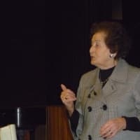 <p>Judith Altmann speaking to a group of area students in 2010.</p>