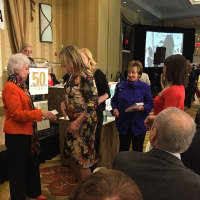 <p>Artists lined up to get their awards as their names were called.</p>