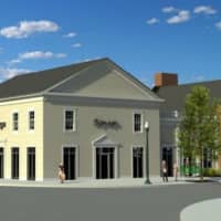 <p>A new Chappaqua Crossing rendering shows that an elevated plinth has been removed.</p>