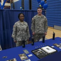 <p>Sgt. Lamia Hart and Staff Sergeant Clifford A. Hammond of the U.S. Army Recruiting Center in Peekskill.</p>