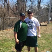 <p>YAC Baseball Commissioner John Campobasso (l) and board of directors Member-at-Large David Zaslaw were busy at the grill serving burgers and hot dogs to the hungry crowd of parents and players.</p>