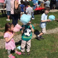 <p>Kids enjoy cotton candy at the picnic. </p>