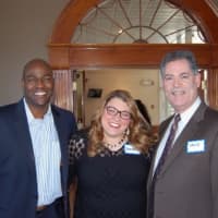<p>From left, Otis Livingston, master of ceremonies for Kickoff Event and Sports Anchor for WCBS-TV; Suzanne DAmico, HLAA Northeast Region Walk4Hearing coordinator; David Goldwasser, 2015 Westchester/Rockland Walk4Hearing chair.</p>