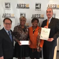 <p>Left to right: New York State Assemblyman Thomas Abinanti, Sarah Bracey-White of the Arts and Culture Committee, New York State Senator Andrea Stewart-Cousins, and Deputy County Executive Kevin Plunkett.</p>