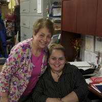 <p>Community Closet Program Coordinator Karen Seferi, left, and Community Closet Supervisor Angie Astacio.</p>