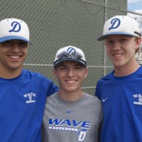 <p>Darien HS baseball captains (from left): Anthony DiMeglio, Michael Maccarone and Conor Davey.</p>