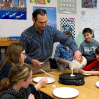 <p>Briarcliff Middle School French students enjoyed a hands-on lesson as they made their own crêpes.</p>