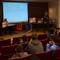 <p>Briarcliff High School ninth-graders listen to a presentation about Islam.</p>