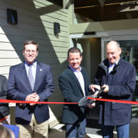 <p>A ribbon cutting is held for the Lewisboro Library as part of its reopening following a massive renovation.</p>