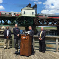 <p>Connecticut Transportation Commissioner James Redeker announces improvements to the Metro-North Walk Bridge in Norwalk and said that replacement of the bridge is on schedule.</p>