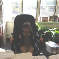 <p>Principal Vivian said she enjoyed the real principal&#x27;s chair while taking authority at the Chapel School in Bronxville.</p>