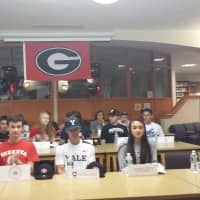 <p>Rye High seniors wore their prospective college colors during a Wednesday reception recognizing their athletic accomplishments.</p>