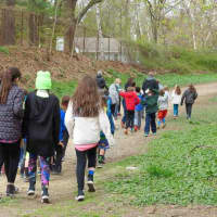 <p>Students at Main Street School excitedly gathered on the aqueduct  for the Hike for Hunger event on Friday, April 24. </p>