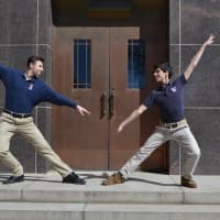 <p>Stepinac students Marc DeSanctis of Ossining, right, who plays the title role and John Guaranga of Yonkers who plays the older &quot;Billy.&quot; </p>