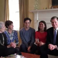 <p>The Thoren/Emmons family has enjoyed a long relationship with the Darien Arts Center, which is celebrating its 40th anniversary this year. Pictured are Roz Emmons and the Thorens, Lisa, Tally, Laura and Peter. </p>