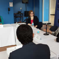 <p>U.S. Rep. Nita Lowey, right, during Tuesday&#x27;s discussion at Pace University.</p>