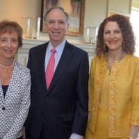 <p>Friends of White Plains Hospital Co-Presidents Brenda Oestreich, of Scarsdale; and Rachel Chalchinsky, of Mamaroneck; with White Plains Hospital Board of Directors Chairman Larry Smith, of Scarsdale at the luncheon.
</p>