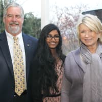 <p>Brian Skanes, former BGCNW executive director and the 2015 Humanitarian of the Year, with 2015 Youth of the Year Nethmi DeSilva and special guest and club supporter Martha Stewart at the Youth of the Year reception.</p>