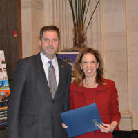 <p>Amy R. Paulin, a member of the State Assembly and Russell A. Davidson, FAIA KG&amp;D president and AIA National 2015 first vice president/2016 president elect.</p>