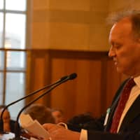 <p>Mount Kisco&#x27;s Patric Kilkenny, a critic of police consolidation, speaks at a Board of Legislators meeting.</p>
