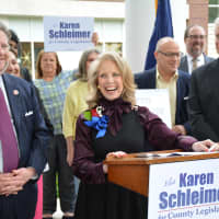 <p>Mount Kisco village Trustee Karen Schleimer announces her bid for a Westchester County Board seat.</p>