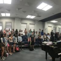<p>New Rochelle students practicing for their performance at Carnegie Hall.</p>