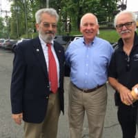 <p>Event organizer Frank Taylor, with Westport First Selectman Jim Marpe and Bill Sheffler, co-director of the event.</p>