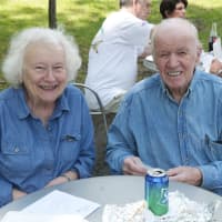 <p>Betty and Harry Twitchell, of Greenwich, grab a bite to eat at the crafts festival.</p>