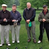 <p>Retired Stamford Probate Judge Gerald M. Fox, Jr. (second from left) who will be honored at the outing, with his golf foursome.</p>
