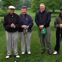 <p>Retired Stamford Probate Judge Gerald M. Fox, Jr. (second from left) with his golf foursome. Fox will be honored at the SilverSource Charity Golf Outing on May 21.</p>