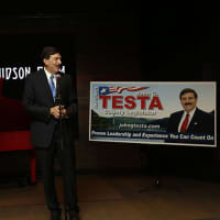 <p>John Testa making his announcement to seek re-election.</p>