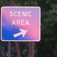 <p>This is what drivers saw as the sunset reflected off a sign en route toward Peekskill.</p>