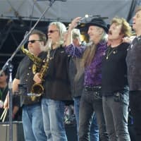<p>The Doobie Brothers take a bow after a rousing performance. </p>