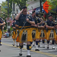 <p>The Police Emerald Society of Westchester in the Hastings-on-Hudson parade.</p>