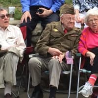<p>From left: Ted Diamond, Larry Aasen and Martha Aasen. Diamond worked to bring World War II veterans out to participate in the parade. He served in the Army Air Corps as a radioman in WWII. Aasen also served in WWII. Both are in Y&#x27;s Men.</p>