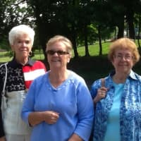<p>Lillian Hogan, Lois Rey and Rita Galgano attened the parade and ceremony at Patriots Park. </p>