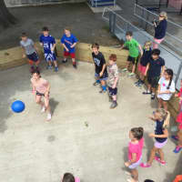 <p>Fifth-grade recess students in action in the Gaga Pit.
</p>