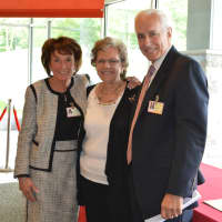 <p>Vice President of Patient Services Kathy Webster with Victoria Winkelmann, RN, Nursing Clinical Coordinator, and John C. Federspiel, president of NewYork-Presbyterian/Hudson Valley Hospital. Winkelmann was recognized for 45 years of service.</p>