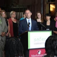 <p>County Executive Rob Astorino at Tuesday&#x27;s news conference on his four-point plan to toughen the state law against sexual assaults, particularly those on college campuses.</p>