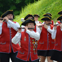 <p>Members of the Mount Kisco Ancient Fife and Drum Corps march in the Bedford Hills Memorial Day parade.</p>