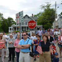 <p>Spectators at the Bedford Hills Memorial Day observance.</p>