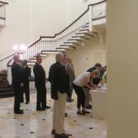 <p>Some of Al DelBello&#x27;s political colleagues, public employees, law partners and friends signed a guest book before a memorial service at Tappen Hill Mansion in Tarrytown on Thursday.</p>