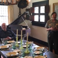 <p>Charlie Burlingham and Linda Cook welcome the donation of historic art pieces to the Weir Farm National Historic Site in Wilton and Ridgefield.</p>