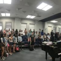 <p>New Rochelle High School students practicing in advance of their performance at Carnegie Hall.</p>