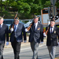 <p>American Legion hall members march in Mount Kisco&#x27;s Memorial Day parade.</p>
