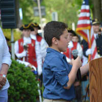 <p>Luis Diaz, a fifth grader at Mount Kisco Elementary School, reads his Memorial Day essay.</p>